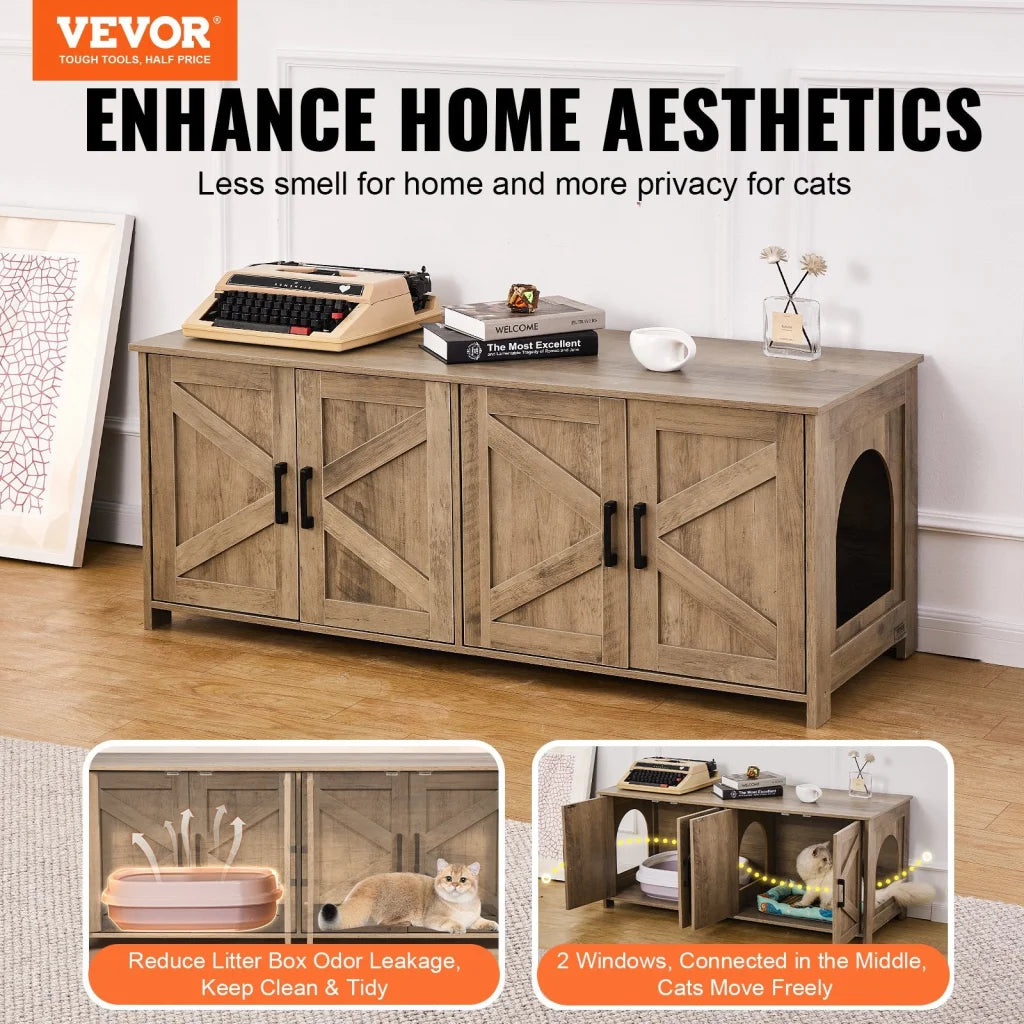 VEVOR Cat Litter Box Enclosure Wooden Litter Box Furniture