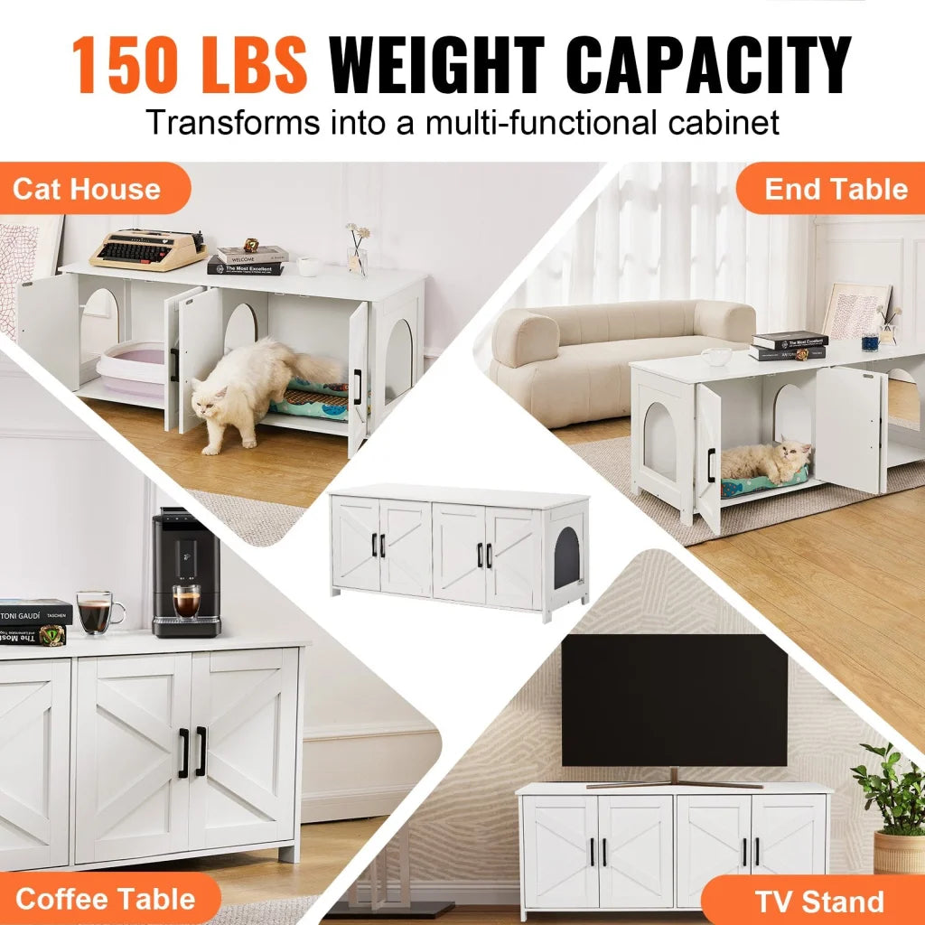 VEVOR Cat Litter Box Enclosure Wooden Litter Box Furniture