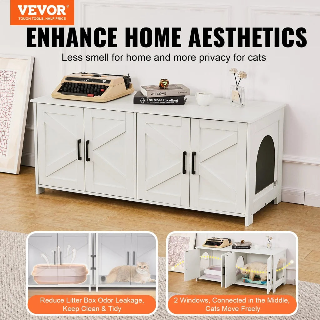VEVOR Cat Litter Box Enclosure Wooden Litter Box Furniture
