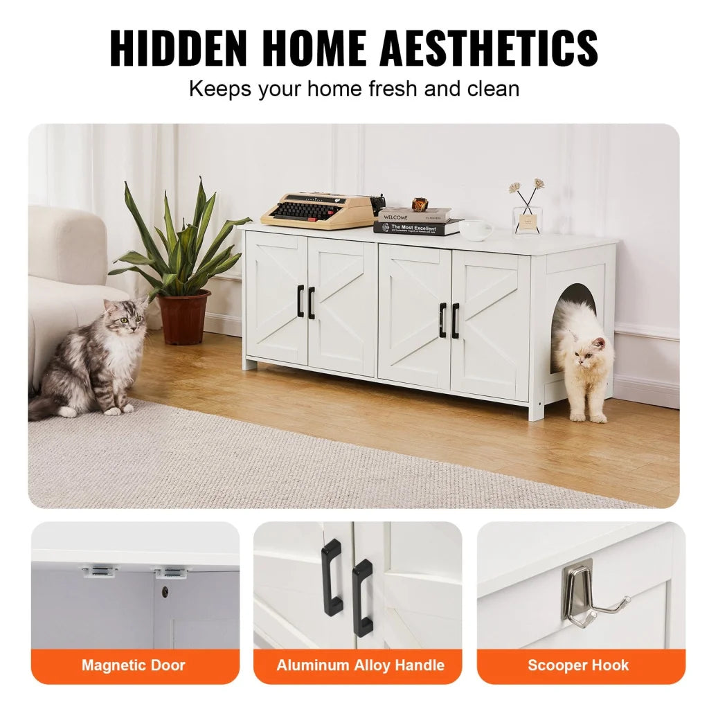 VEVOR Cat Litter Box Enclosure Wooden Litter Box Furniture