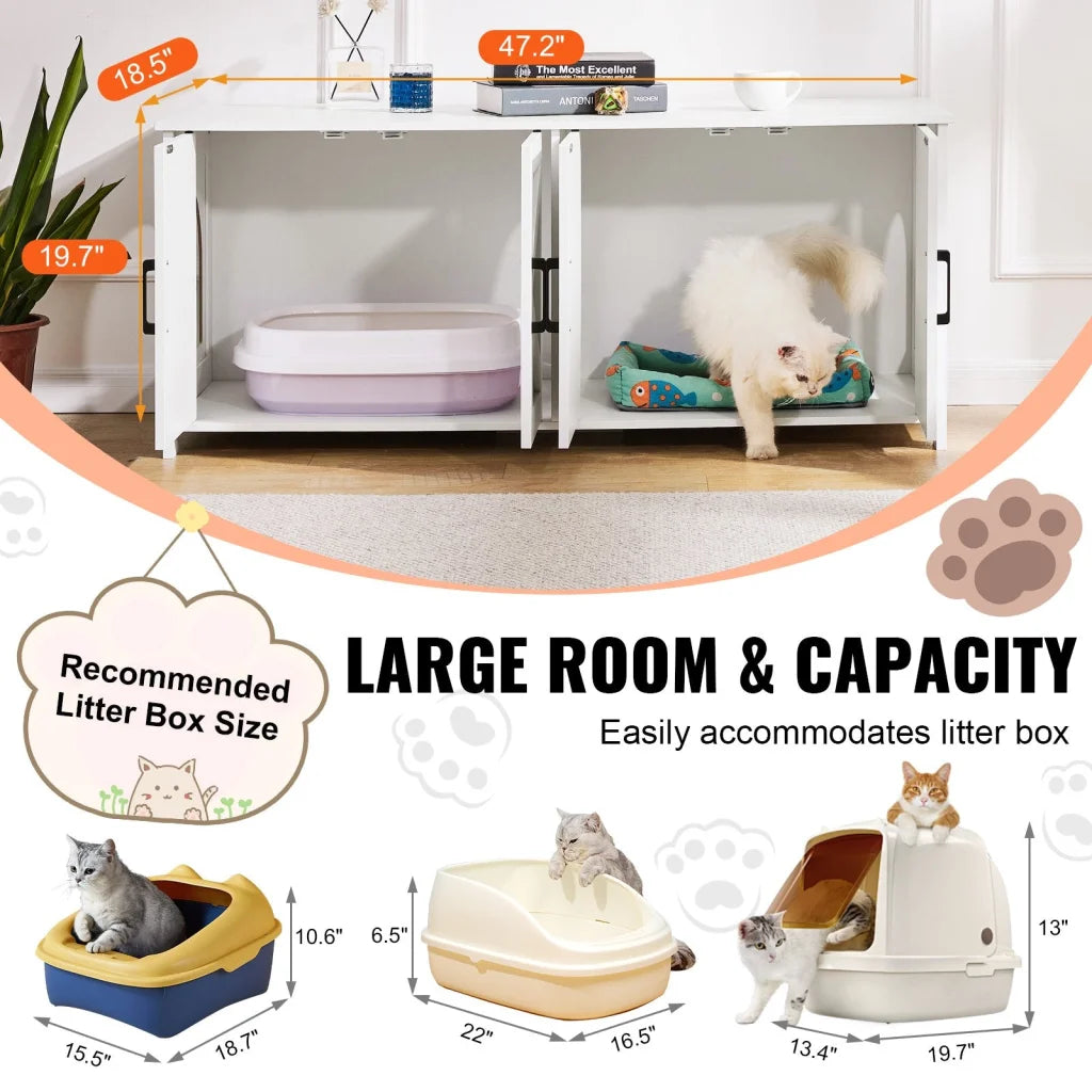VEVOR Cat Litter Box Enclosure Wooden Litter Box Furniture