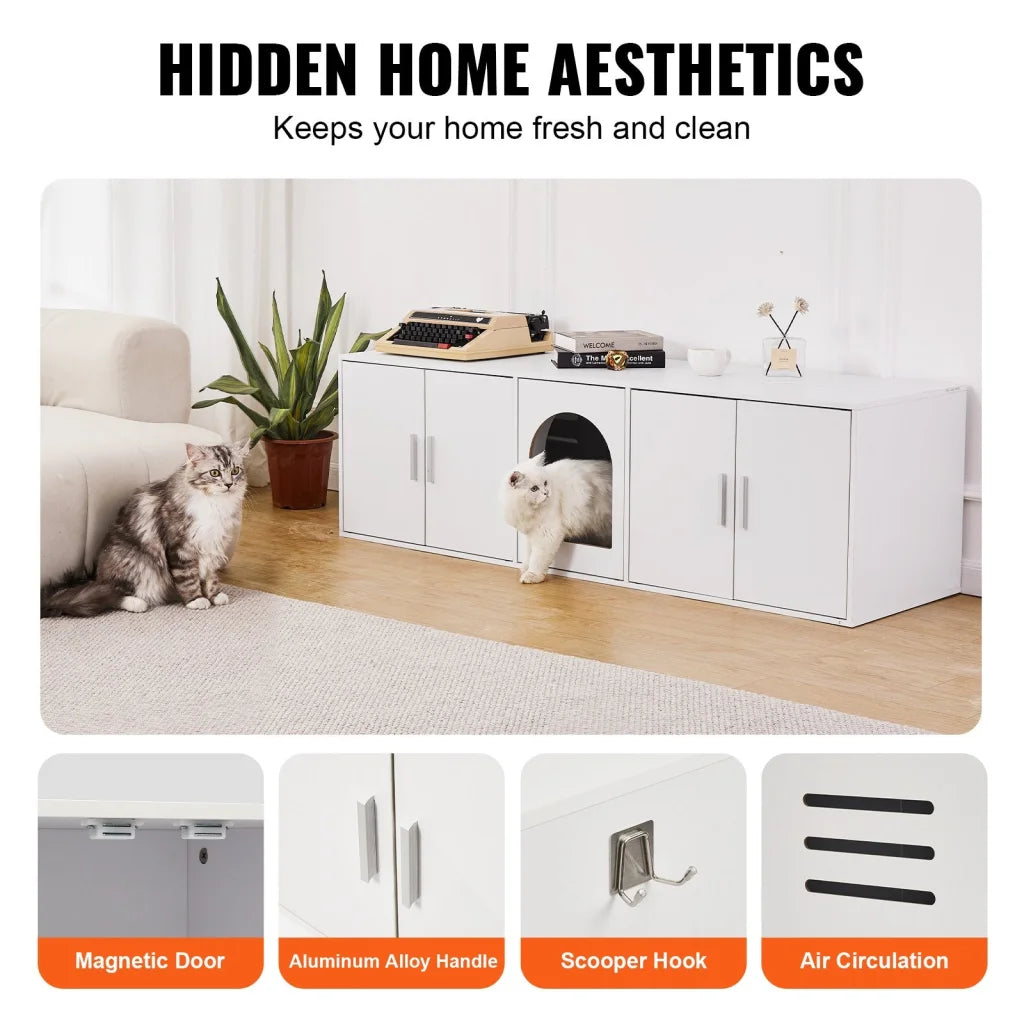 VEVOR Cat Litter Box Enclosure Wooden Litter Box Furniture
