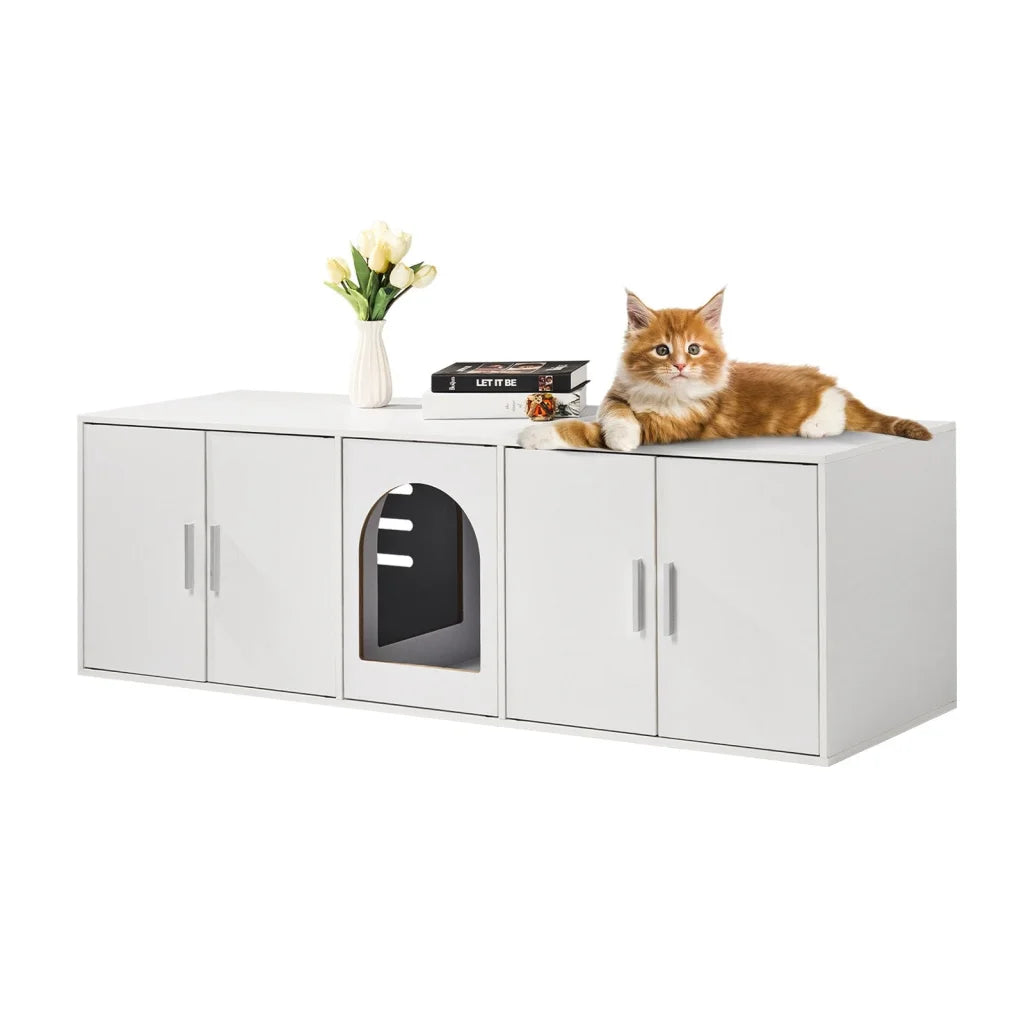 Cat Litter Box Enclosure Wooden Furniture Hidden 57