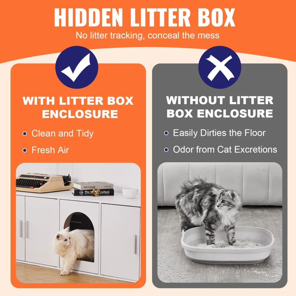 Cat Litter Box Enclosure Wooden Furniture Hidden 57 9