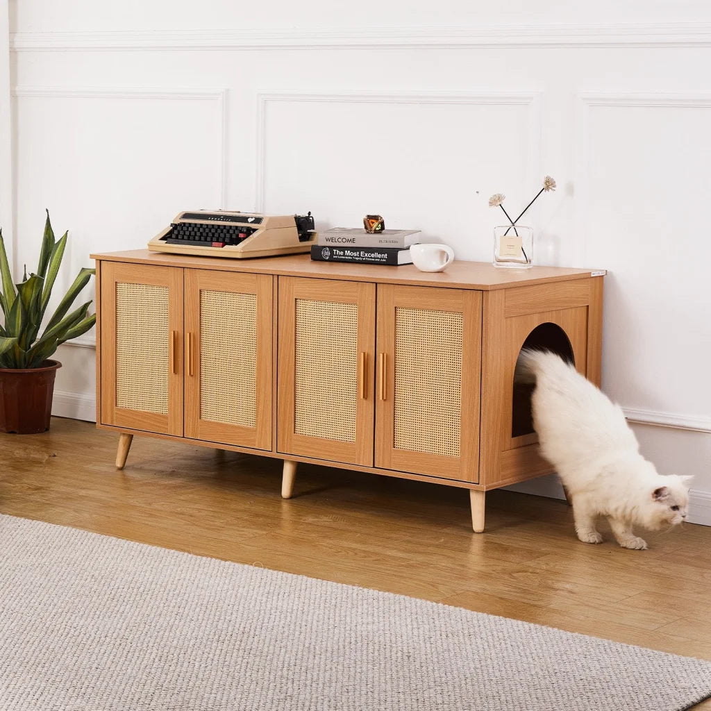 VEVOR Cat Litter Box Enclosure Wooden Litter Box Furniture