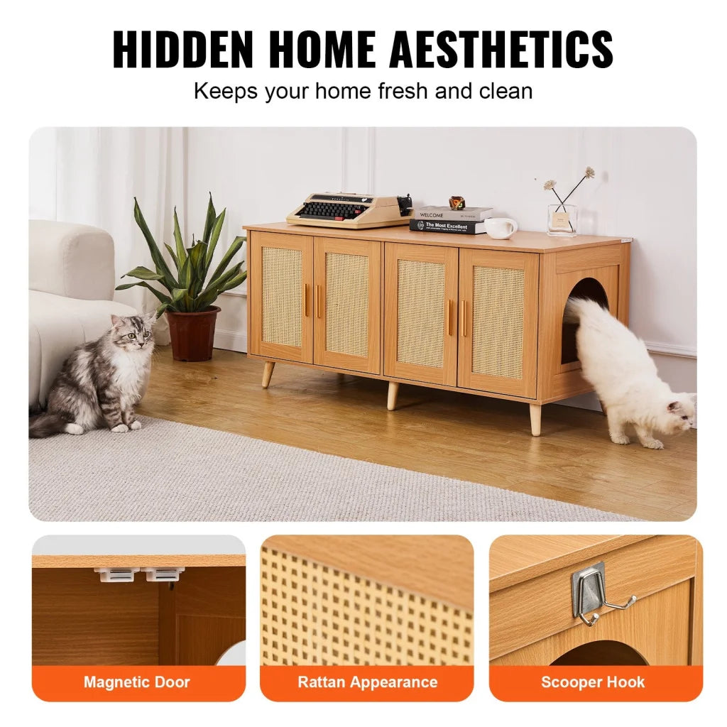 VEVOR Cat Litter Box Enclosure Wooden Litter Box Furniture