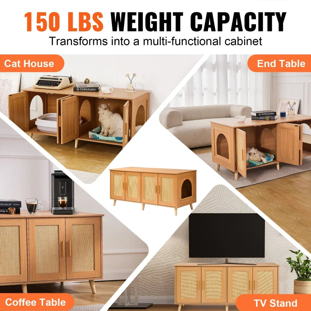 VEVOR Cat Litter Box Enclosure Wooden Litter Box Furniture