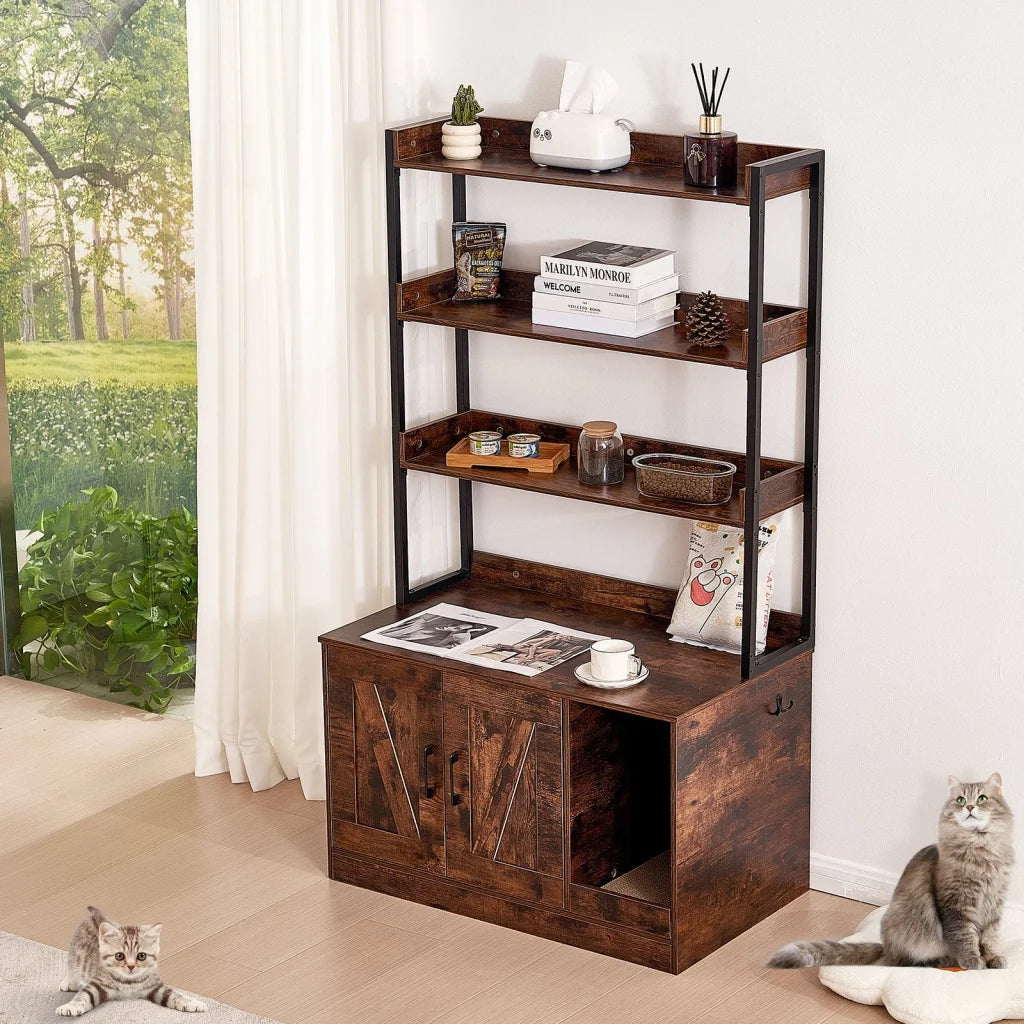 VEVOR Cat Litter Box Enclosure Wooden Litter Box Furniture
