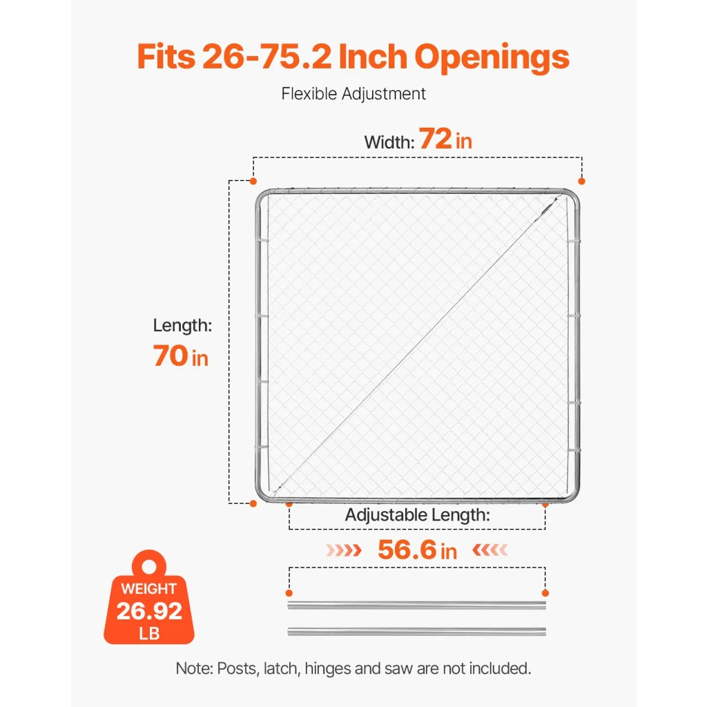 VEVOR Chain Link Fence Gate 70 x 72 in Adjustable Chain