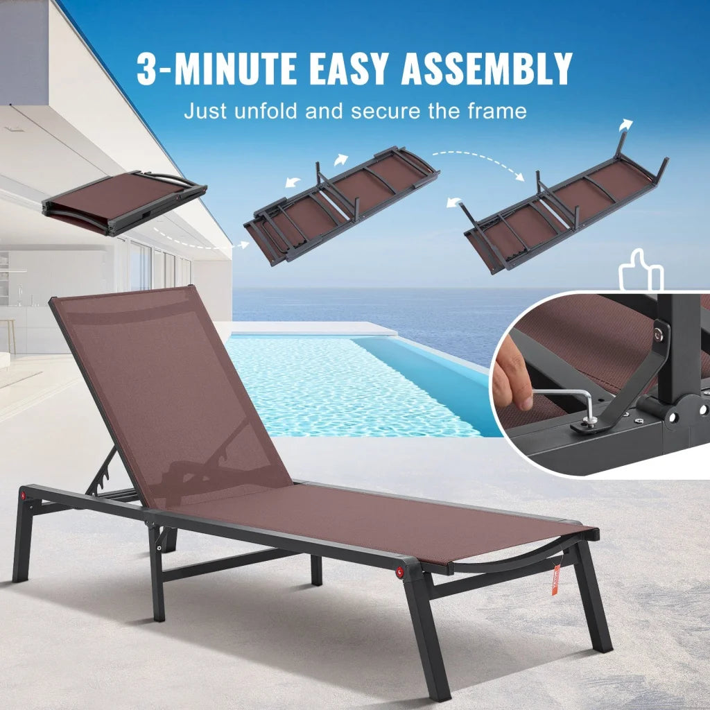VEVOR Chaise Lounge Chair Outdoor Patio Lounge Chair