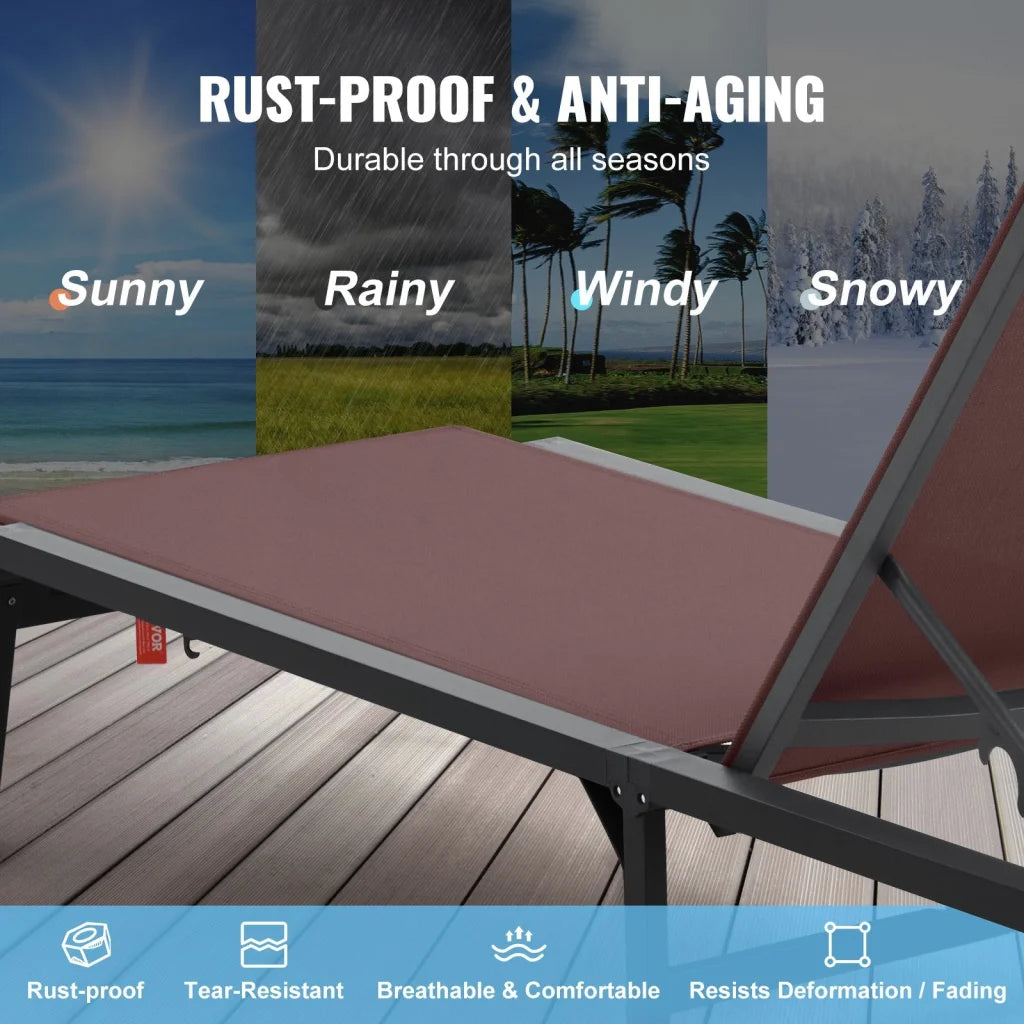 VEVOR Chaise Lounge Chair Outdoor Patio Lounge Chair