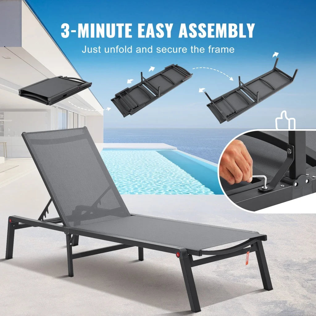 VEVOR Chaise Lounge Chair Outdoor Patio Lounge Chair