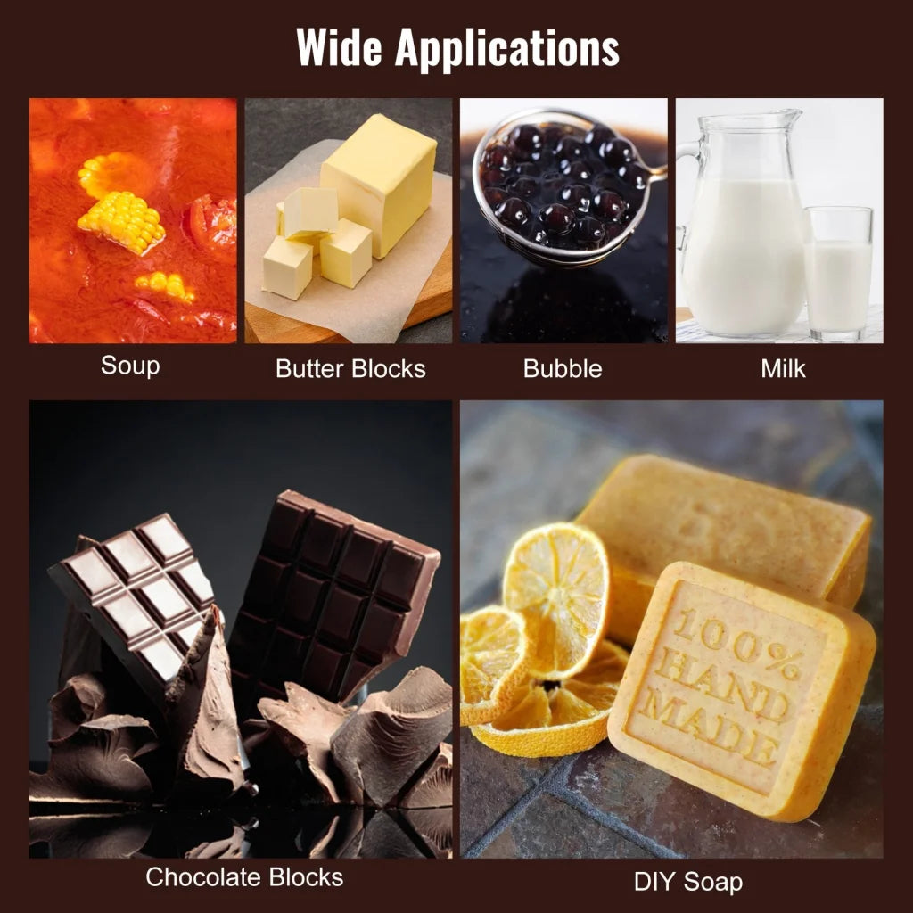 Vevor chocolate tempering with pack contents and accessory layout
