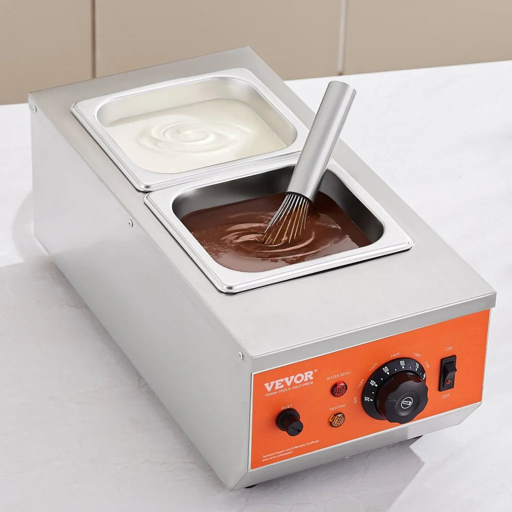 Cream steel vevor chocolate tempering with compact layout and accessory details