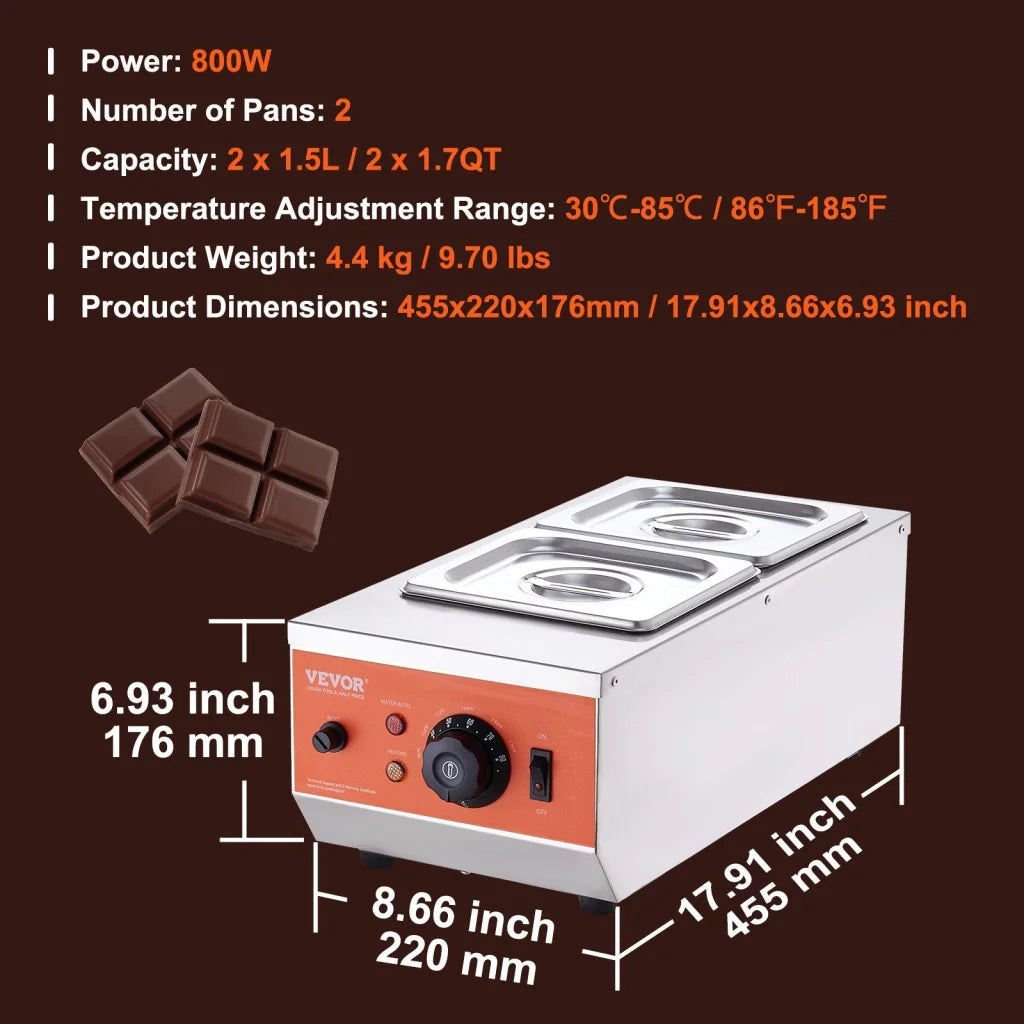 Cream steel vevor chocolate tempering with assembled layout and visible hardware