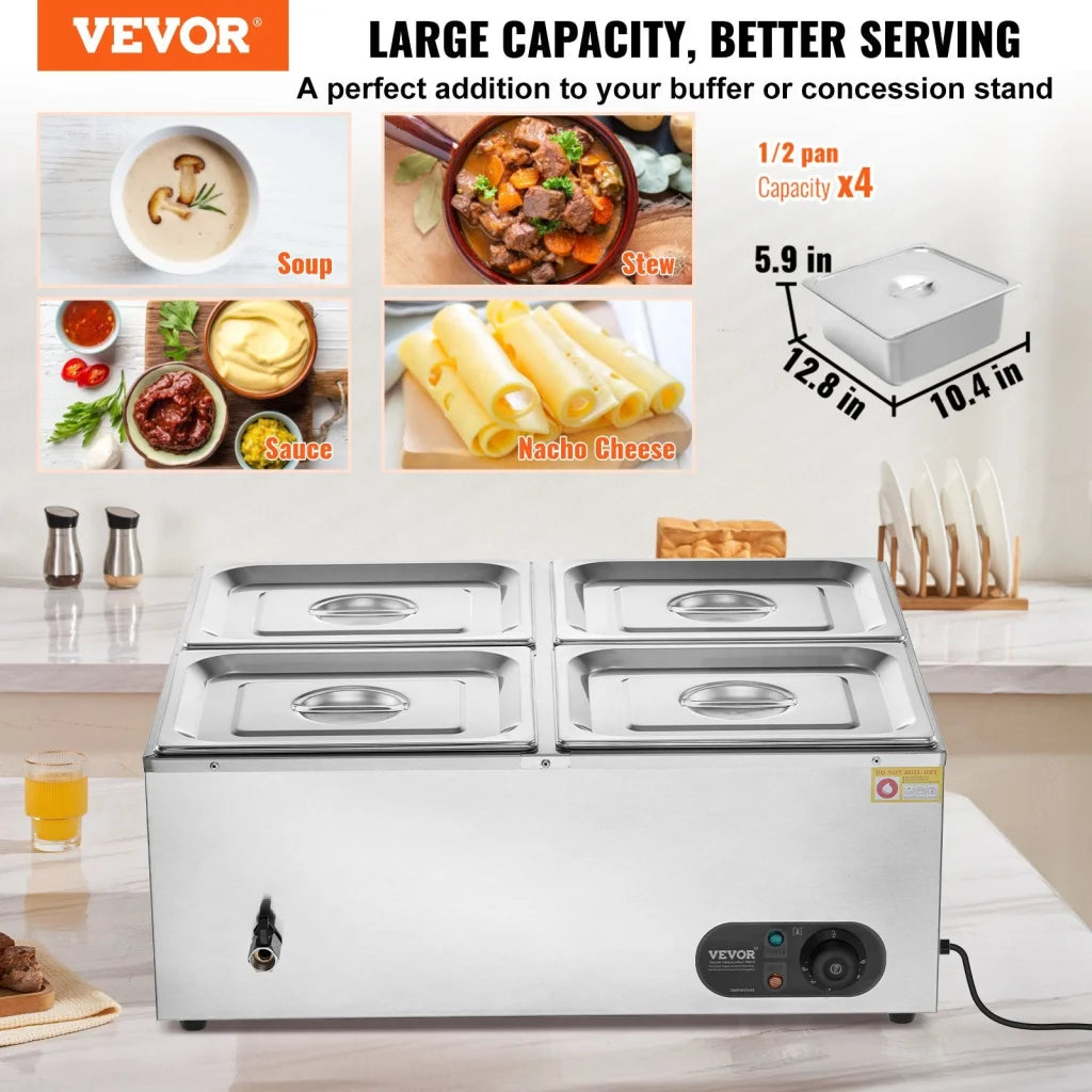 VEVOR Commercial Electric Food Warmer Countertop Buffet