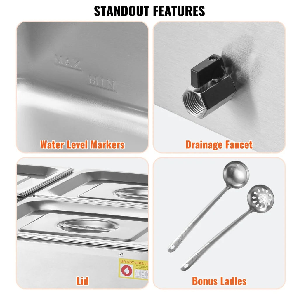 VEVOR Commercial Electric Food Warmer Countertop Buffet