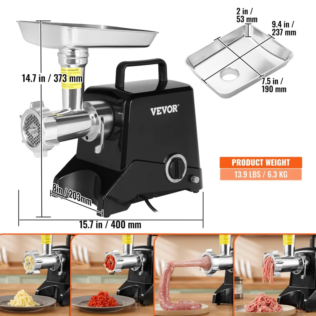 VEVOR Commercial Electric Meat Grinder 2.27Kg/Min Sausage