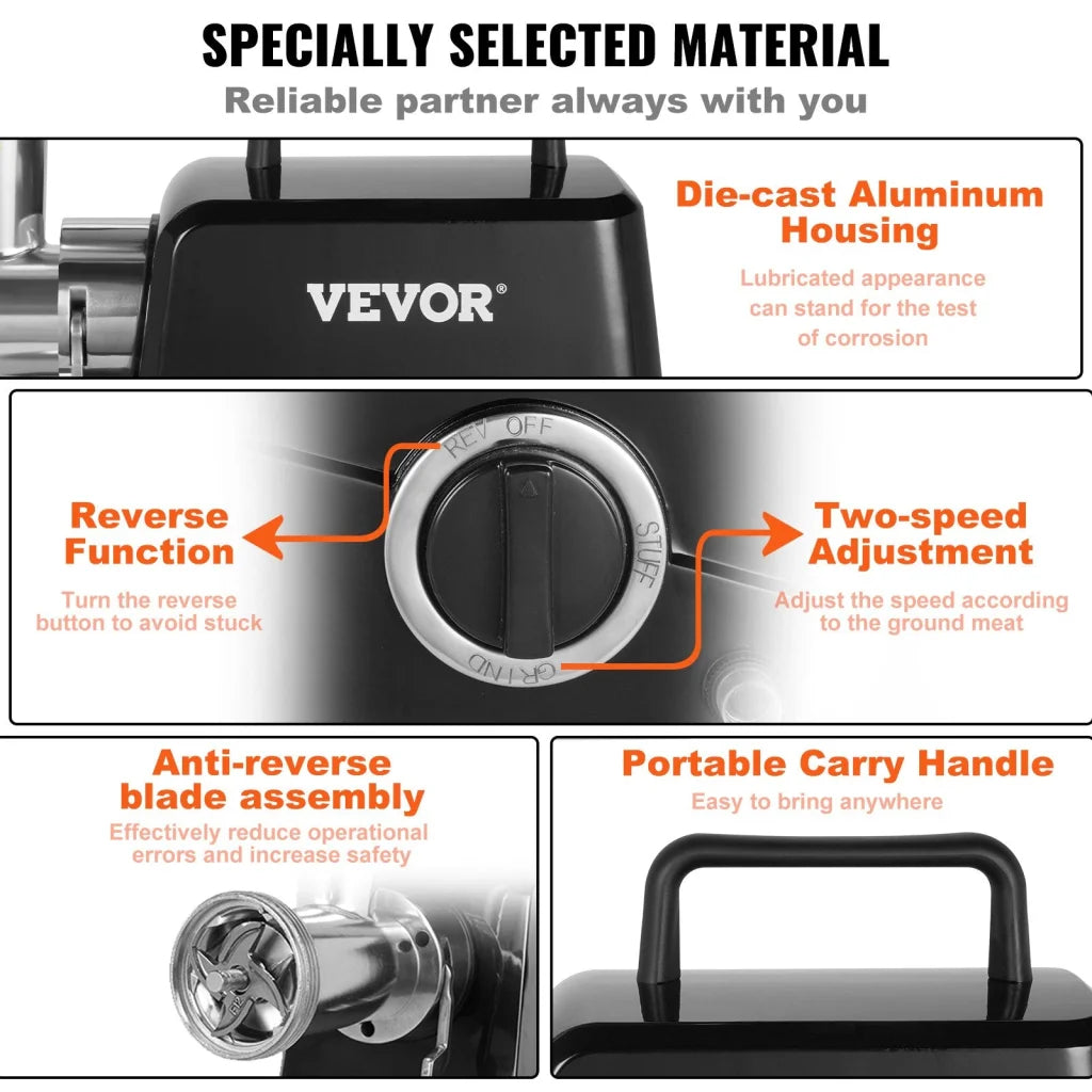 VEVOR Commercial Electric Meat Grinder 2.27Kg/Min Sausage