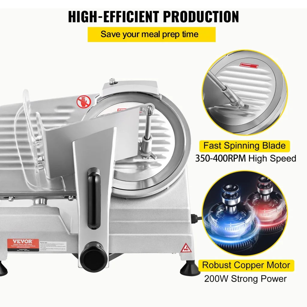 Commercial Meat Slicer 200W Electric Deli Food 350 400RPM
