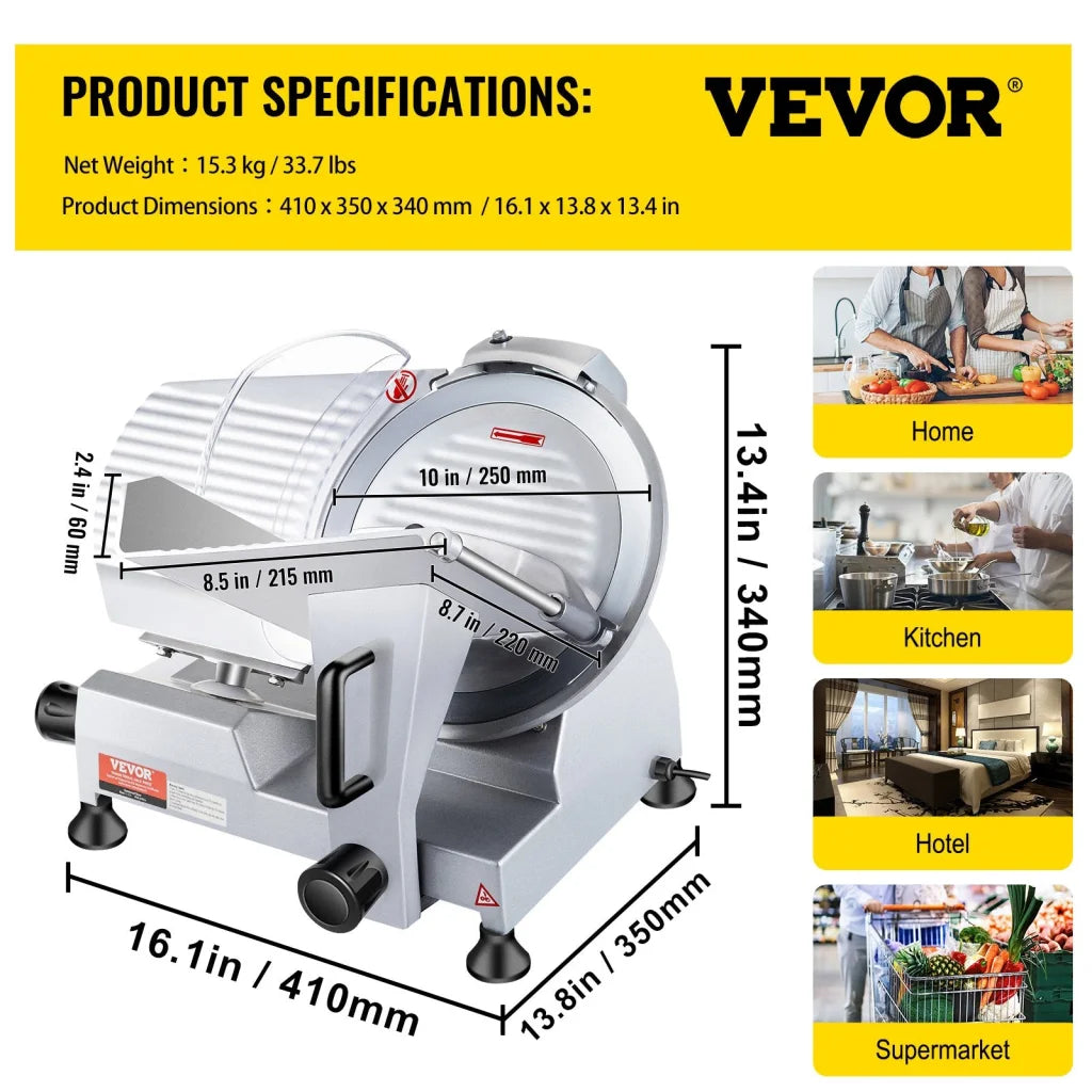 VEVOR Commercial Meat Slicer 240W Electric Deli Food Slicer