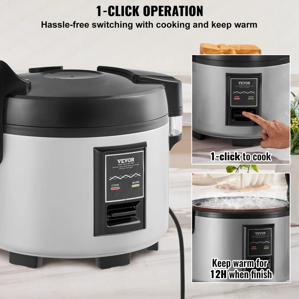 VEVOR Commercial Rice Cooker 60-Cup Non-Stick Pot 13L 12H