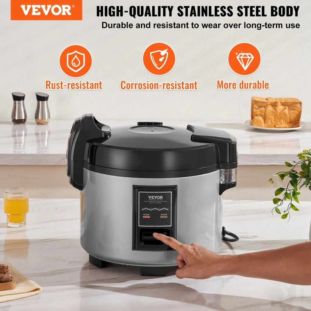 VEVOR Commercial Rice Cooker 60-Cup Non-Stick Pot 13L 12H