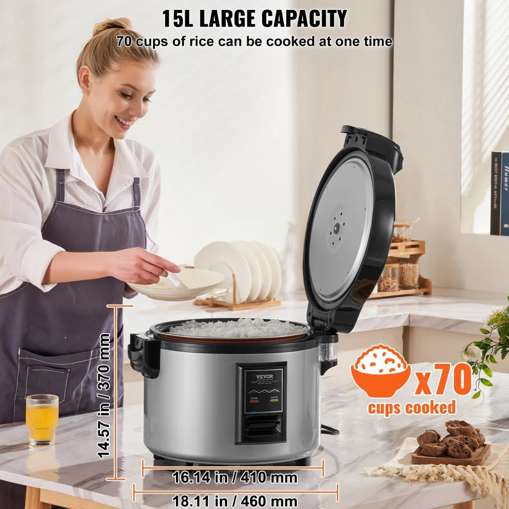 VEVOR Commercial Rice Cooker 70-Cup Rice Cooker 15 Liter