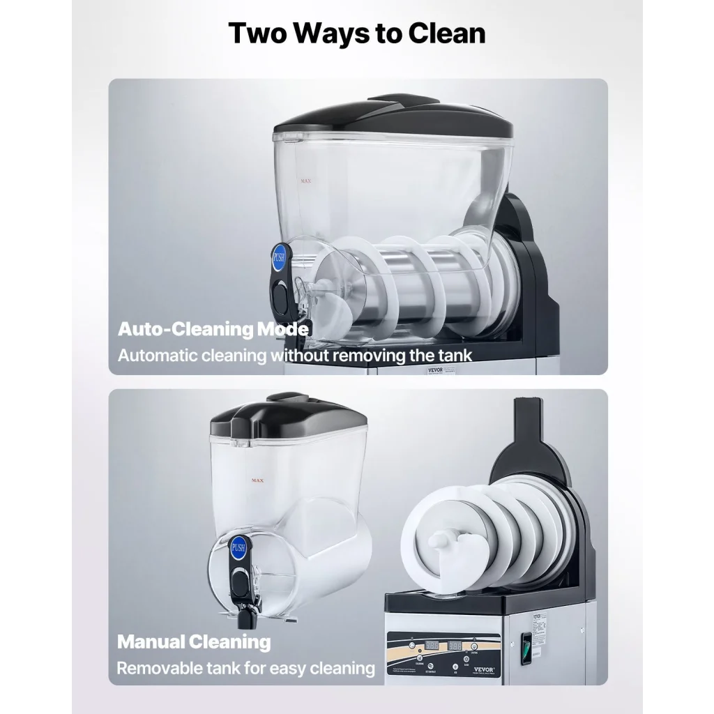 15l vevor commercial slushy with pack contents and accessory layout
