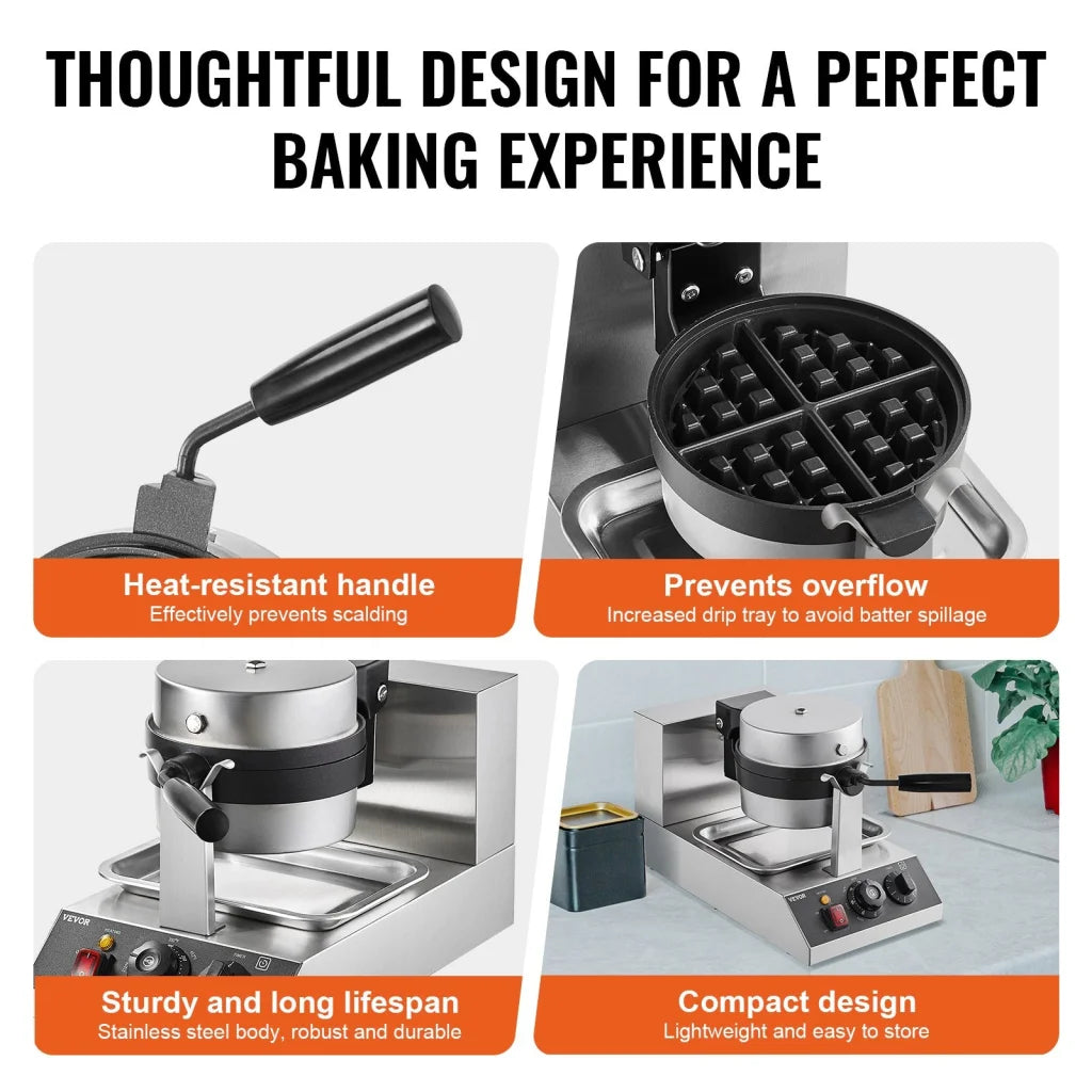 Vevor commercial waffle with shape details and included parts
