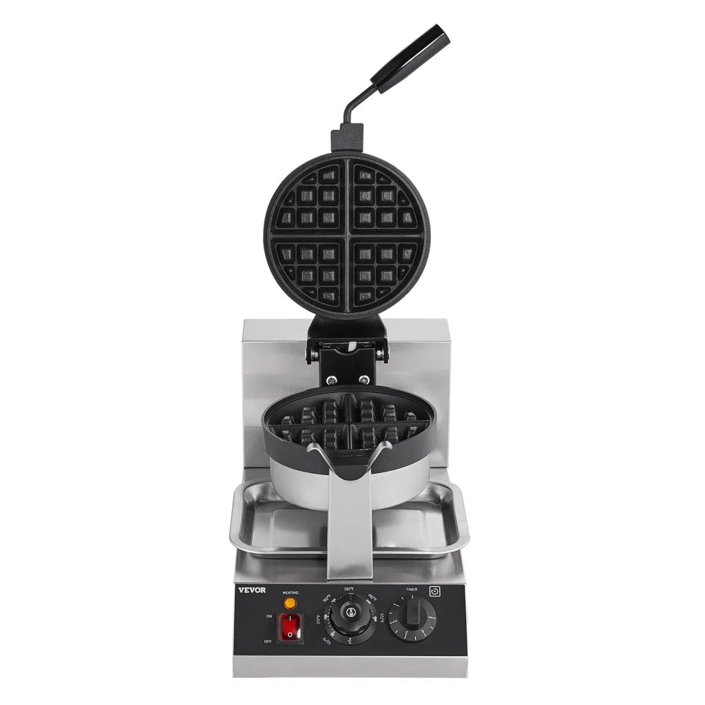 Steel vevor commercial waffle with pack contents and accessory layout