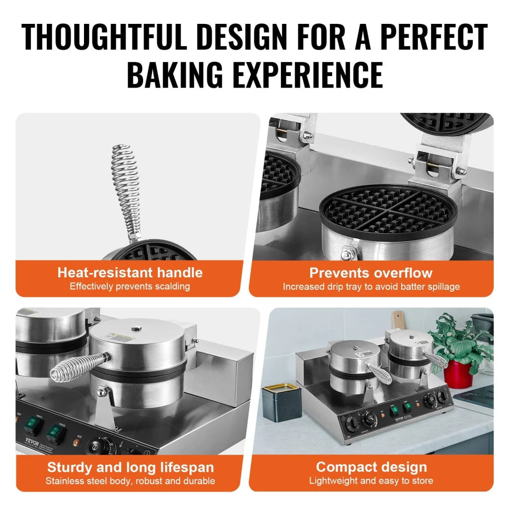 Vevor commercial waffle in steel with practical fittings