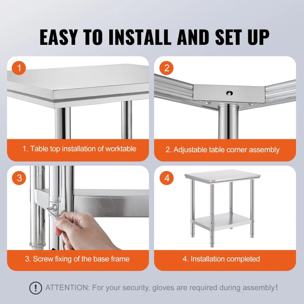 VEVOR Commercial Worktable & Workstation 24 x 30 x 32 Inch