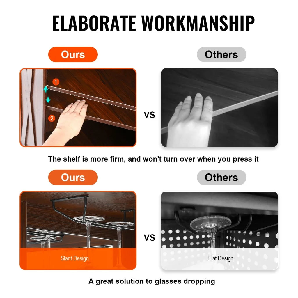 VEVOR Corner Industrial Bar Cabinet Wine Table for Liquor &