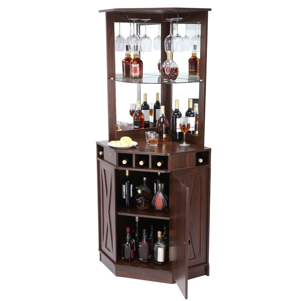 VEVOR Corner Industrial Bar Cabinet Wine Table for Liquor &