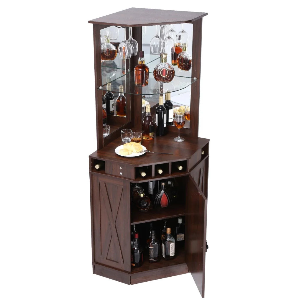 VEVOR Corner Industrial Bar Cabinet Wine Table for Liquor &