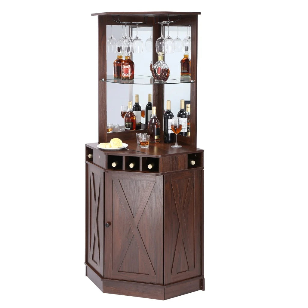 VEVOR Corner Industrial Bar Cabinet Wine Table for Liquor &