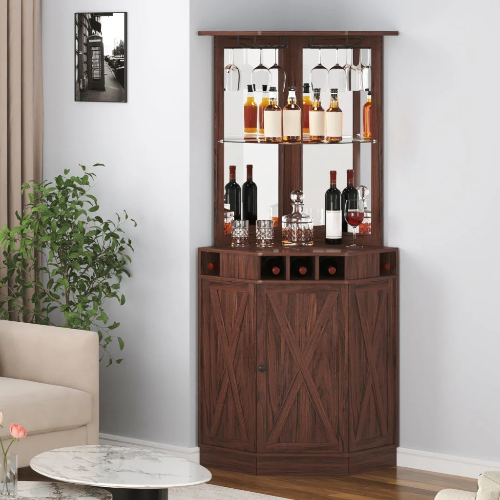 VEVOR Corner Industrial Bar Cabinet Wine Table for Liquor &