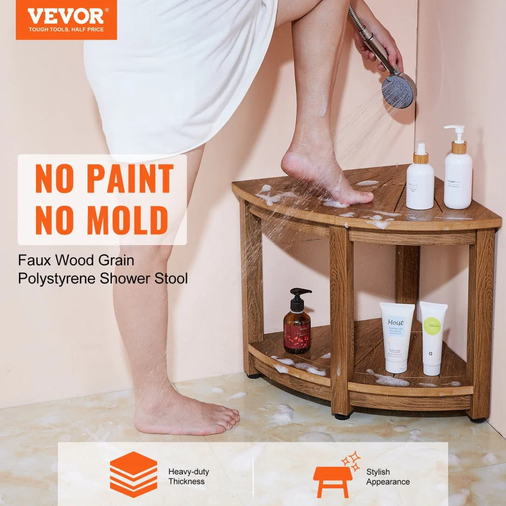 VEVOR Corner Shower Bench 18.5’’ Height 17.75’’ Radius Faux