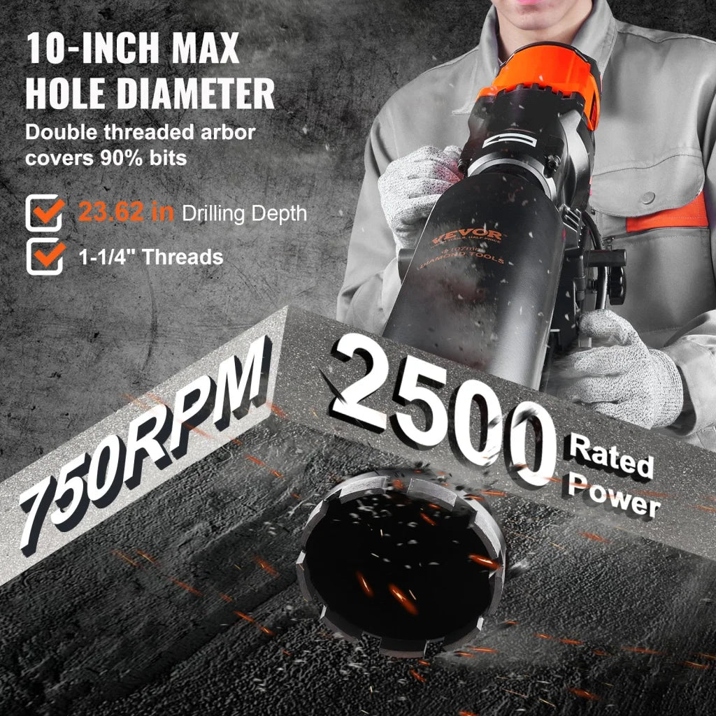 VEVOR Diamond Core Drilling Machine 10in Wet Concrete Core