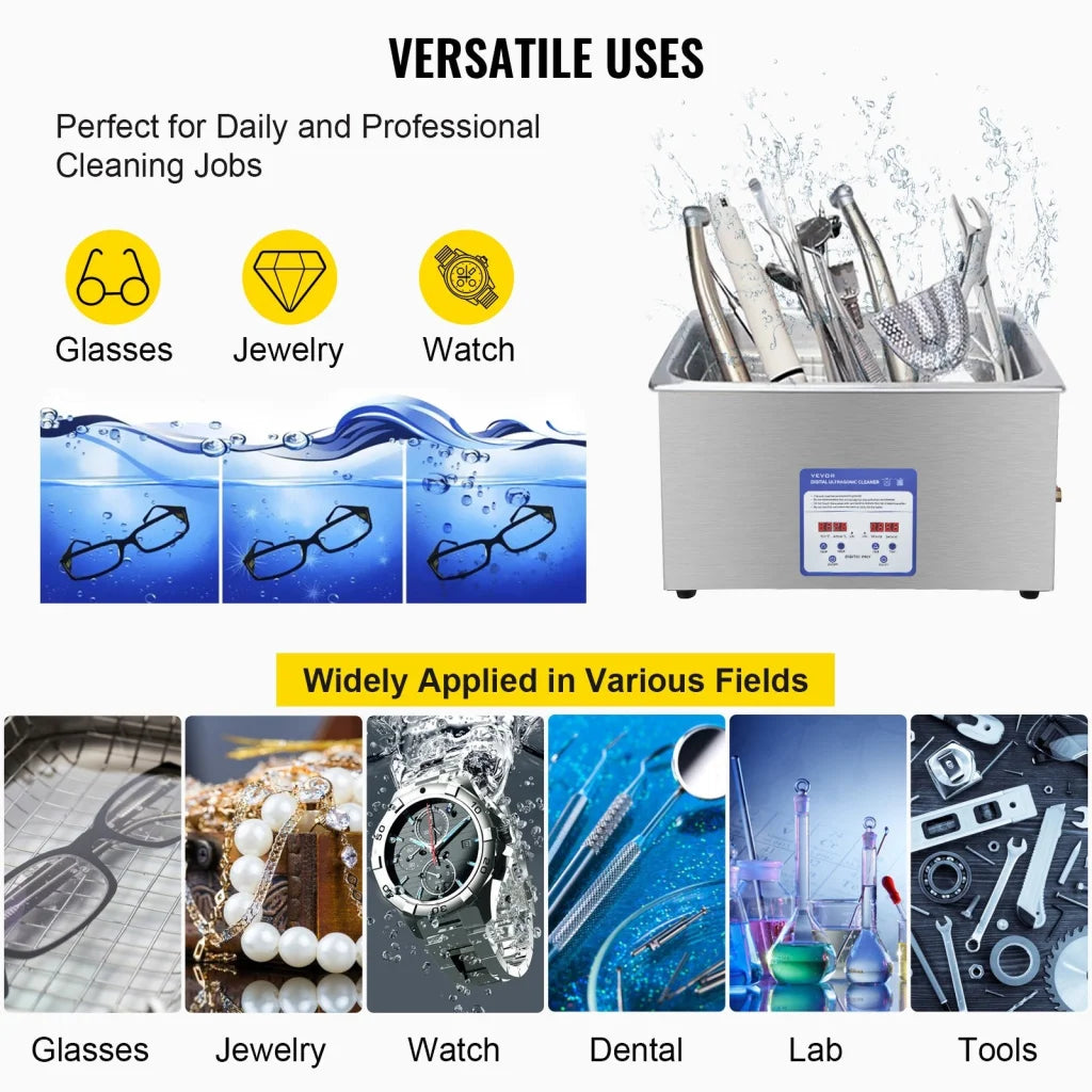 Steel 30l vevor digital ultrasonic with material finish and practical fittings