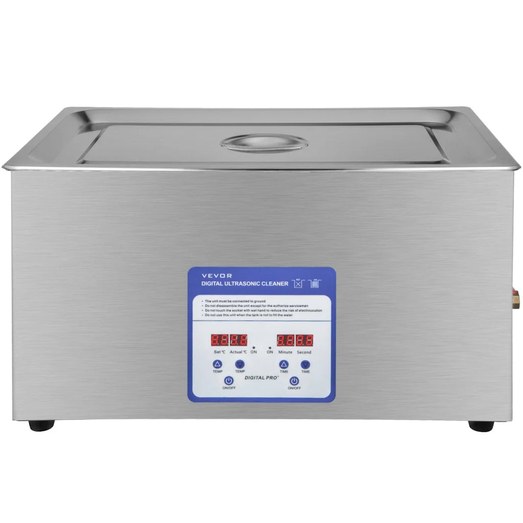 Steel 30l vevor digital ultrasonic with compact layout and accessory details