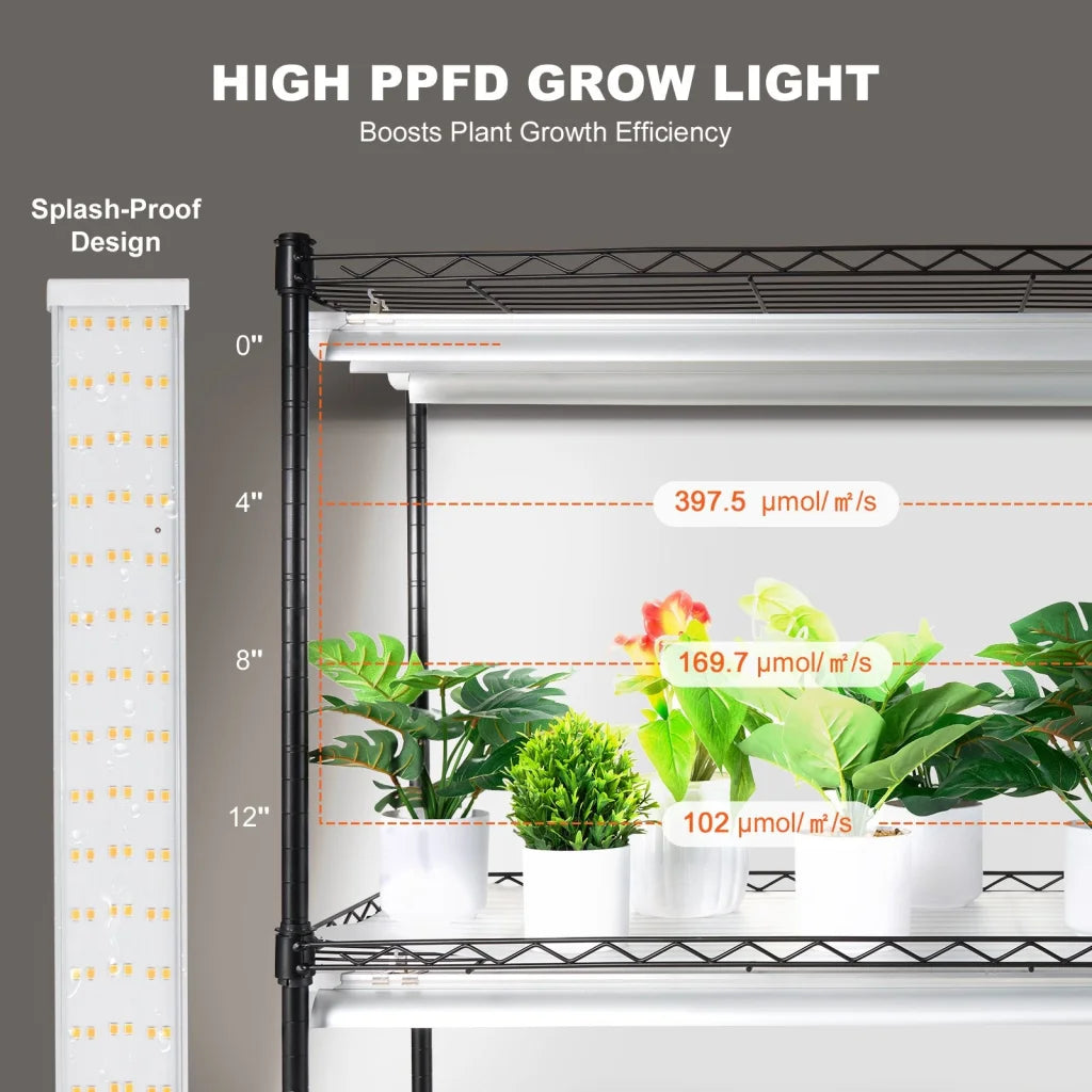 VEVOR DIY Plant Stand with Grow Lights 6 Tiers 192W 70.9’’