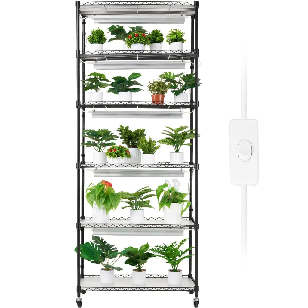 VEVOR DIY Plant Stand with Grow Lights 6 Tiers 192W 70.9’’