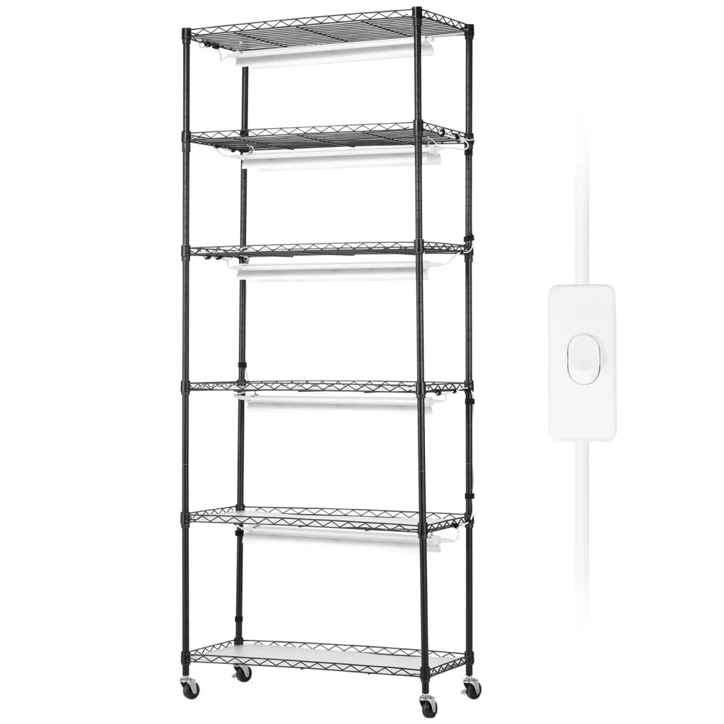 VEVOR DIY Plant Stand with Grow Lights 6 Tiers 192W 70.9’’