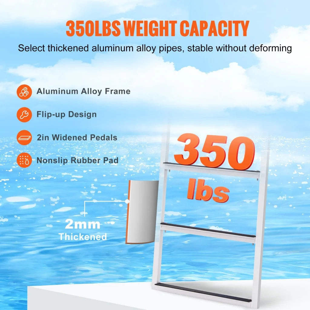 VEVOR Dock Ladder Flip-Up 3 Steps 159 kg Load Capacity