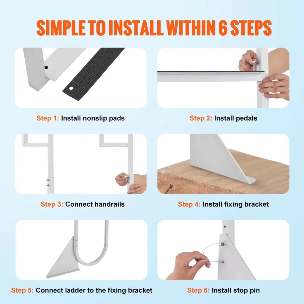 VEVOR Dock Ladder Flip-Up 3 Steps 159 kg Load Capacity
