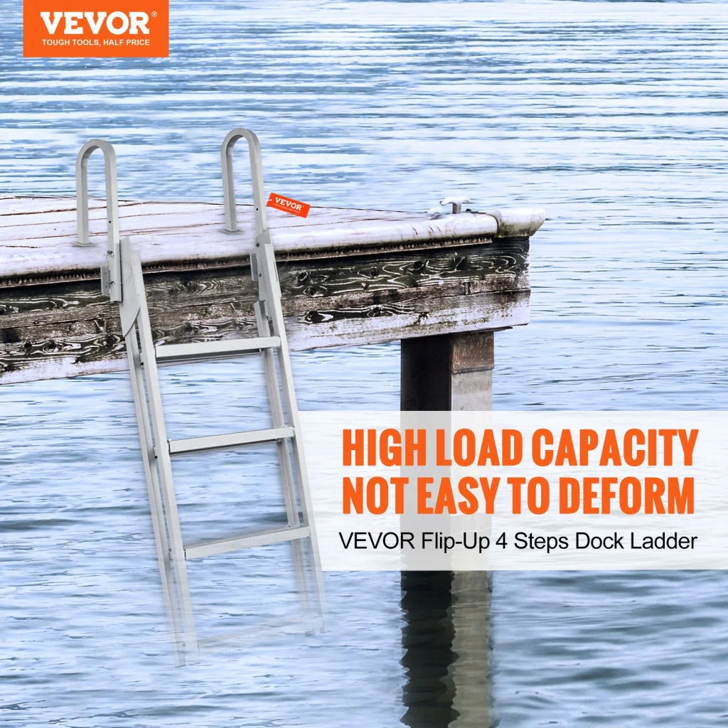 VEVOR Dock Ladder Flip Up 4 Steps 159 kg Load Capacity