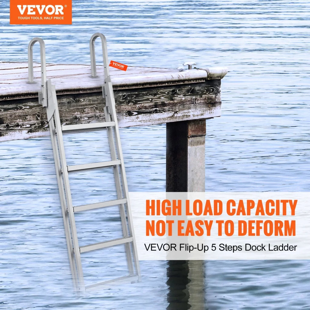 VEVOR Dock Ladder Flip Up 5 Steps 350lbs Load Capacity
