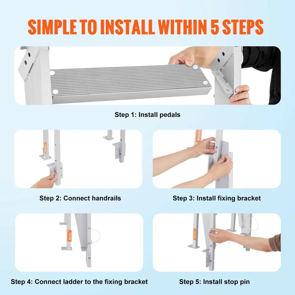 VEVOR Dock Ladder Flip Up 5 Steps 350lbs Load Capacity
